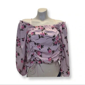 Speed Limit Floral Scrunched Tie Crop Top Size Large New With Tags